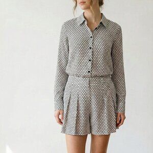 NWT Michael Kors 2-Piece Set Size 14 | Geometric Button-Down Shirt & Shorts